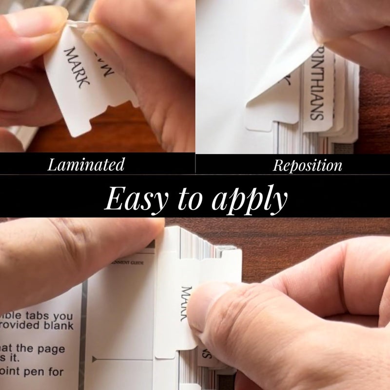 thinkor Reposition Laminated Bible Tabs, Large Print Stickers, Easy to Read and Apply Bible Tabs for Women and Man (Cream White) - Image 2